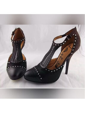 Lanvin Leather Satin Crystal Heels Italy Shoes Platform Size 38